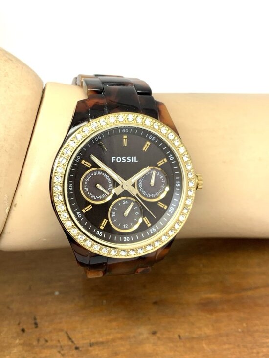 Fossil Women\'s Watch ES2795 Stella Quartz Gemmed Gold Tortoise Shell 37mm main image 15